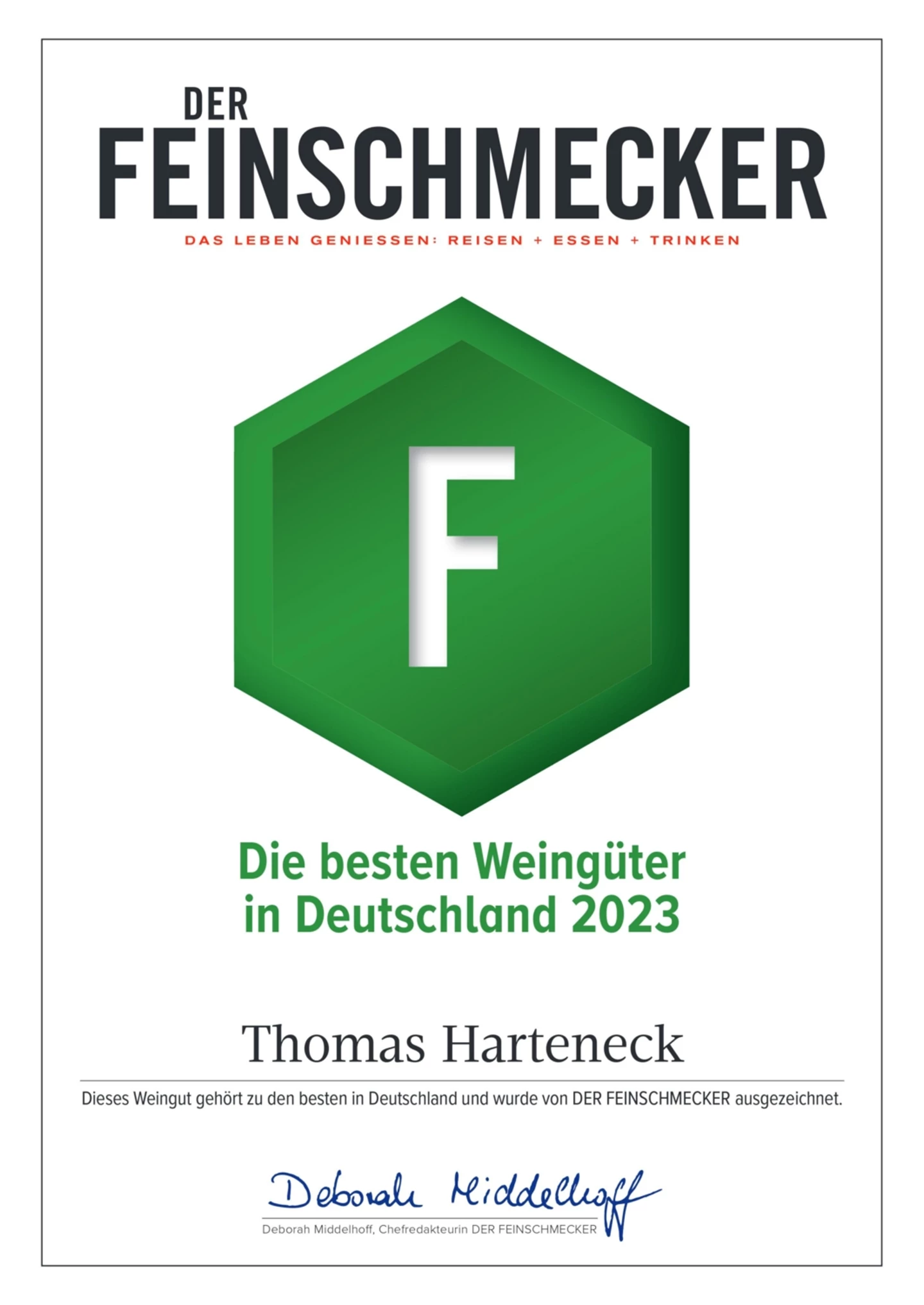 Harteneck Feinschmecker 2023 Besten Weingüter