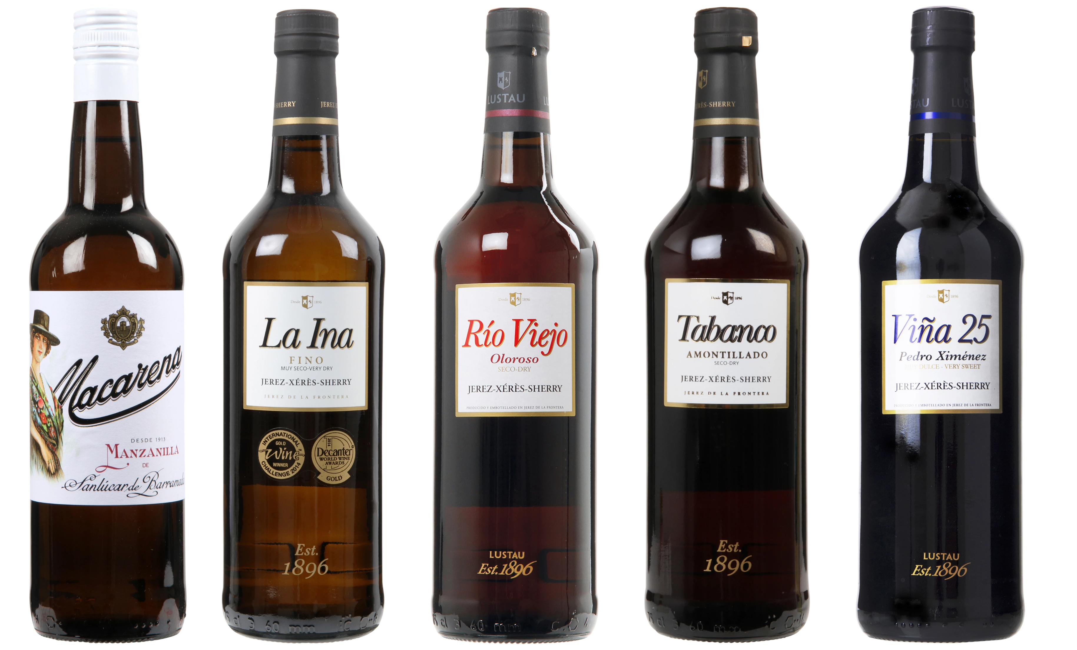 Sherry kasse med 5 flasker
