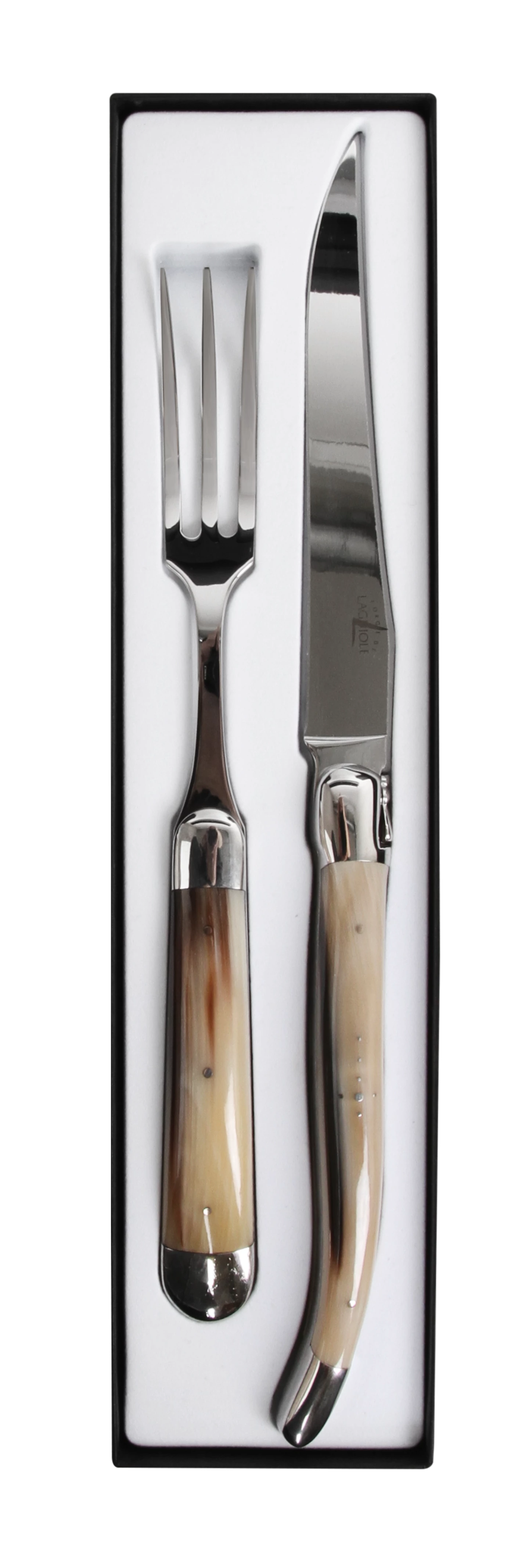 Løgismose Grej Laguiole stor gafel og kniv Forskærersæt Horn Rustfrit stål (kniv 33,5cm) - 207778